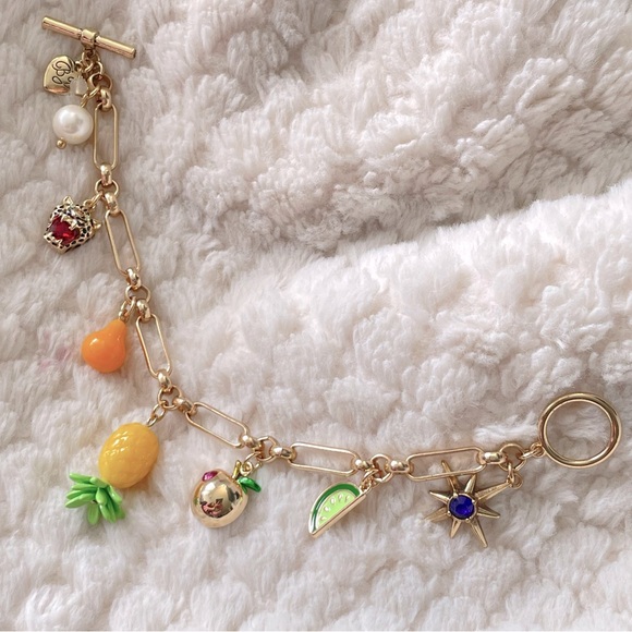 Betsey Johnson Summer Fruit Edition With Leopard Pendant Bracelet NWT - Picture 4 of 13